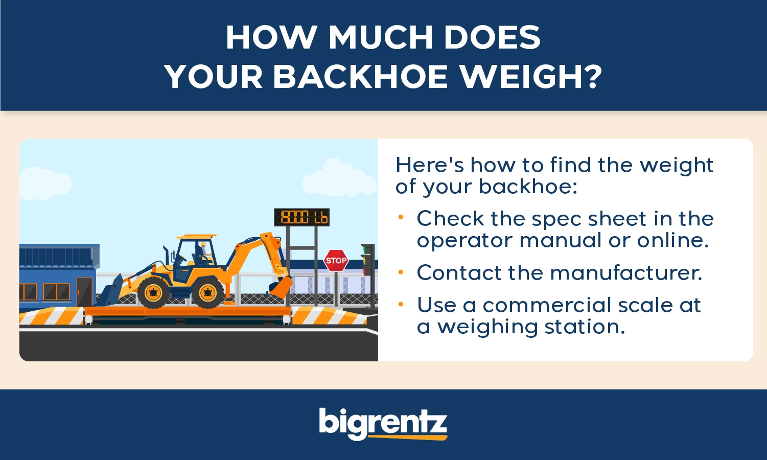 how to find out your backhoe weight